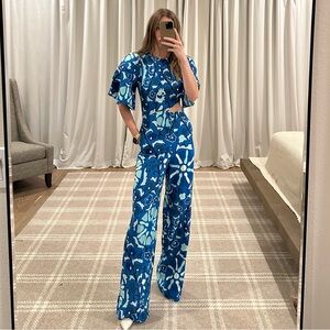RHODE Women’s Blue Zinnia Print Jumpsuit NWT | XXS